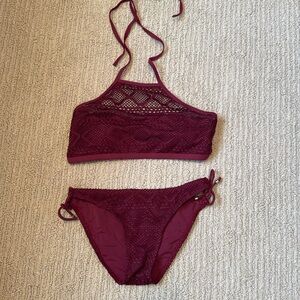 Burgundy halter swim suit